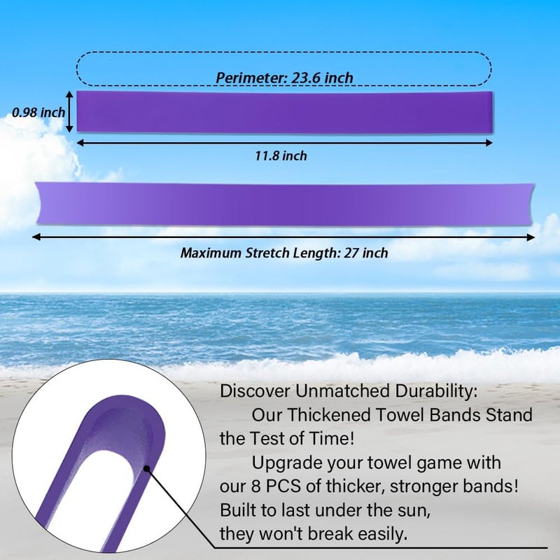 UHUZZ Towel Bands for Cruise and Beach Chairs - Ship Essentials - Alternative to Clips - Vacation Accessory Gifts - Thicken Bands 6 PCS - Image 3
